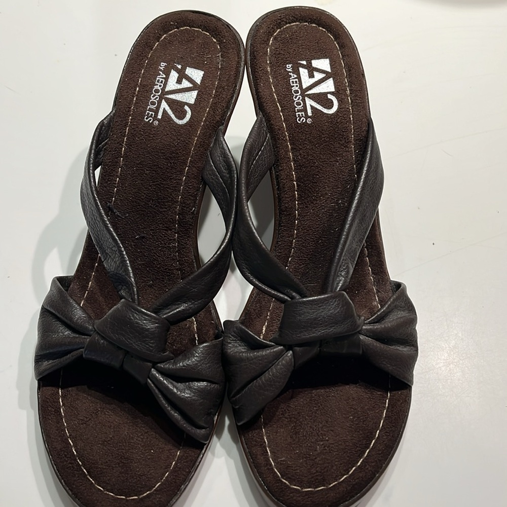 AEROSOLES Brown Elegant Heels with Knot Detail